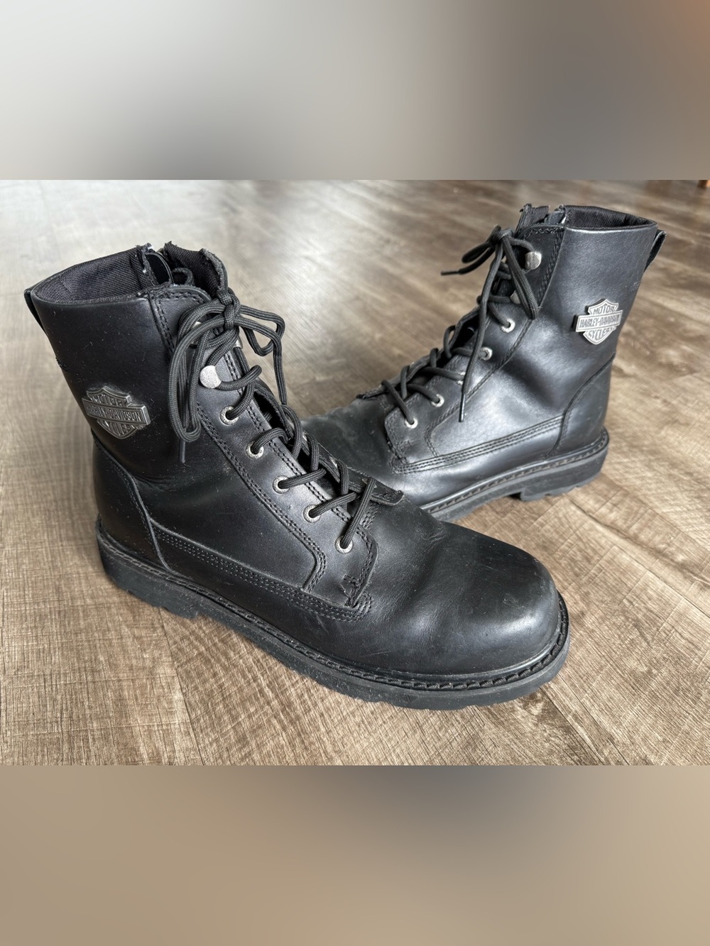 Harley Davidson Men's Sz 11 Black Leather Cartbridge Motorcycle Combat Boots